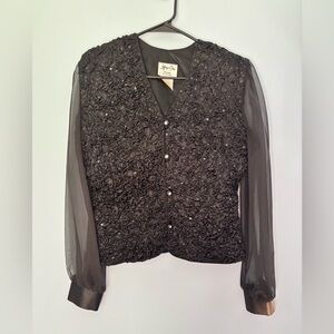 Vtg Jeffrey & Dara Evenings Jacket By Tom Barr Size 6 Gems Sequins Textured